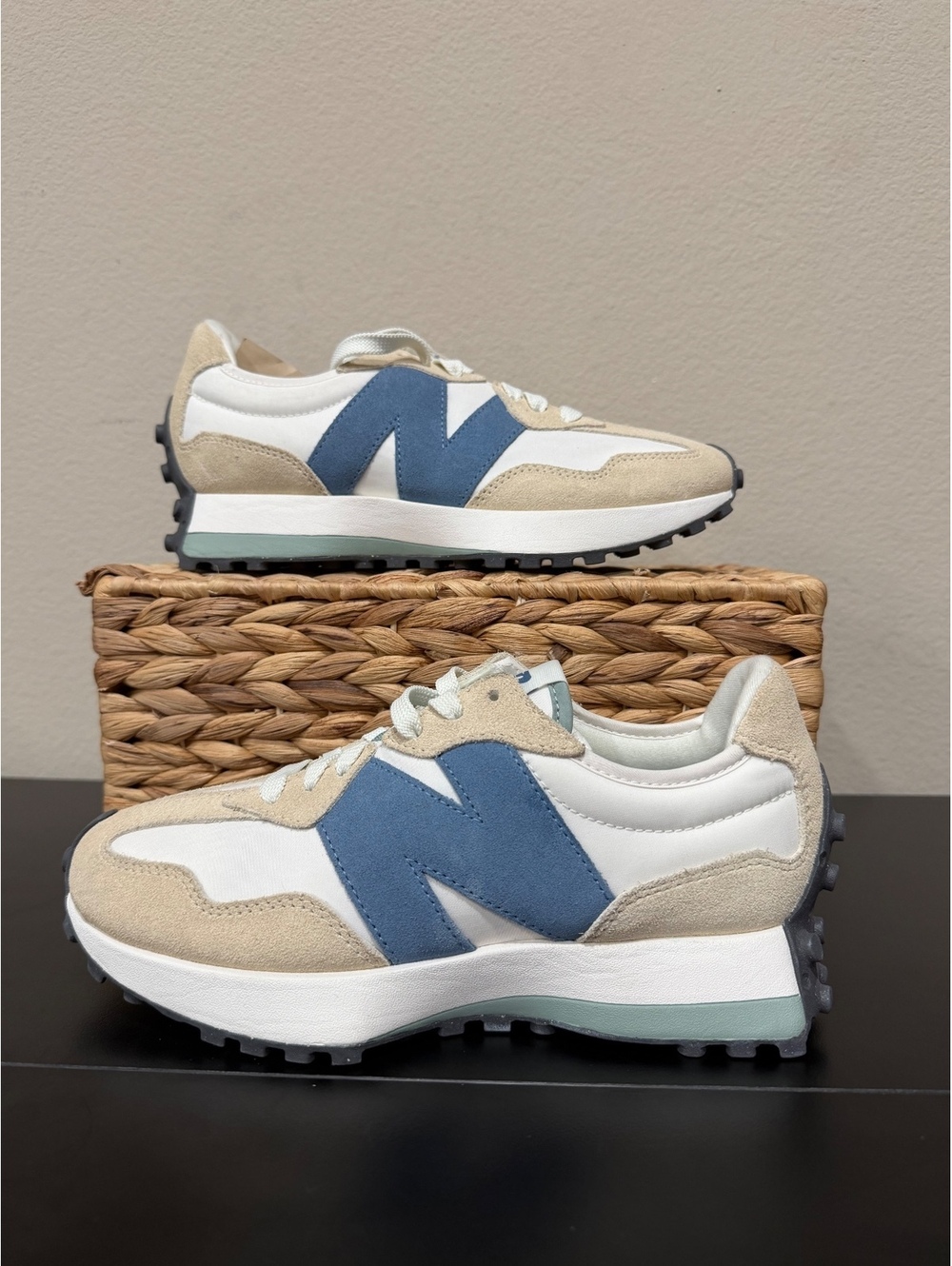 Size 7 - *SAMPLE* New Balance Women’s 327 “Sandstone Mercury Blue”
